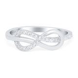 Tangled Knot Infinity Ring Round Simulated Cubic Zirconia 925 Sterling Silver (6mm)
