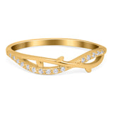 Fashion Crisscross Half Eternity Ring Band Round 4mm Simulated Cubic Zirconia 925 Sterling Silver