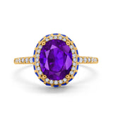 Accent Dazzling Engagement Ring Oval Simulated Cubic Zirconia 925 Sterling Silver