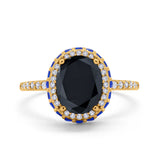 Accent Dazzling Engagement Ring Oval Simulated Cubic Zirconia 925 Sterling Silver