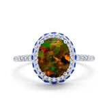 Accent Dazzling Engagement Ring Oval Simulated Cubic Zirconia 925 Sterling Silver