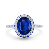 Accent Dazzling Engagement Ring Oval Simulated Cubic Zirconia 925 Sterling Silver