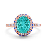 Accent Dazzling Engagement Ring Oval Simulated Cubic Zirconia 925 Sterling Silver