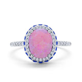 Accent Dazzling Engagement Ring Oval Simulated Cubic Zirconia 925 Sterling Silver