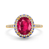 Accent Dazzling Engagement Ring Oval Simulated Cubic Zirconia 925 Sterling Silver