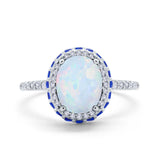 Accent Dazzling Engagement Ring Oval Simulated Cubic Zirconia 925 Sterling Silver