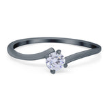 Bypass Solitaire Wedding Engagement Ring Round Simulated Cubic Zirconia 925 Sterling Silver