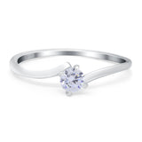 Bypass Solitaire Wedding Engagement Ring Round Simulated Cubic Zirconia 925 Sterling Silver