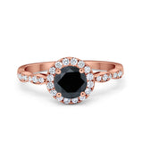 Art Deco Engagement Ring Round Simulated Cubic Zirconia 925 Sterling Silver