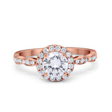 Art Deco Engagement Ring Round Simulated Cubic Zirconia 925 Sterling Silver