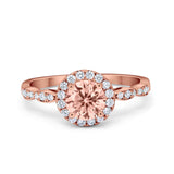 Art Deco Engagement Ring Round Simulated Cubic Zirconia 925 Sterling Silver