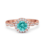 Art Deco Engagement Ring Round Simulated Cubic Zirconia 925 Sterling Silver