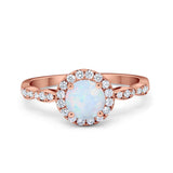 Art Deco Engagement Ring Round Simulated Cubic Zirconia 925 Sterling Silver