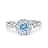 Art Deco Engagement Ring Round Simulated Cubic Zirconia 925 Sterling Silver