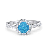 Art Deco Engagement Ring Round Simulated Cubic Zirconia 925 Sterling Silver