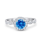Art Deco Engagement Ring Round Simulated Cubic Zirconia 925 Sterling Silver