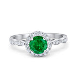 Art Deco Engagement Ring Round Simulated Cubic Zirconia 925 Sterling Silver