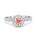 Art Deco Engagement Ring Round Simulated Cubic Zirconia 925 Sterling Silver