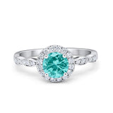Art Deco Engagement Ring Round Simulated Cubic Zirconia 925 Sterling Silver