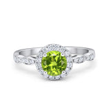 Art Deco Engagement Ring Round Simulated Cubic Zirconia 925 Sterling Silver