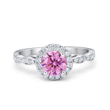 Art Deco Engagement Ring Round Simulated Cubic Zirconia 925 Sterling Silver