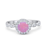 Art Deco Engagement Ring Round Simulated Cubic Zirconia 925 Sterling Silver