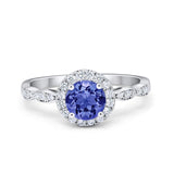 Art Deco Engagement Ring Round Simulated Cubic Zirconia 925 Sterling Silver