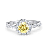 Art Deco Engagement Ring Round Simulated Cubic Zirconia 925 Sterling Silver