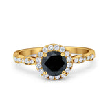 Art Deco Engagement Ring Round Simulated Cubic Zirconia 925 Sterling Silver