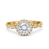 Art Deco Engagement Ring Round Simulated Cubic Zirconia 925 Sterling Silver