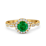 Art Deco Engagement Ring Round Simulated Cubic Zirconia 925 Sterling Silver
