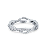 Infinity Braided Eternity Style Band Ring Round Simulated CZ 925 Sterling Silver