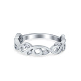 Filigree Thumb Ring Band Round Eternity Simulated CZ 925 Sterling Silver