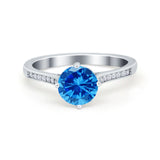 Solitaire Art Deco Wedding Ring Round Simulated Cubic Zirconia 925 Sterling Silver