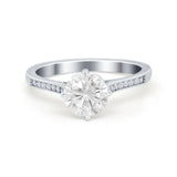 Solitaire Art Deco Wedding Ring Round Simulated Cubic Zirconia 925 Sterling Silver