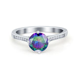 Solitaire Art Deco Wedding Ring Round Simulated Cubic Zirconia 925 Sterling Silver