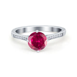 Solitaire Art Deco Wedding Ring Round Simulated Cubic Zirconia 925 Sterling Silver