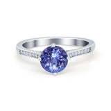 Solitaire Art Deco Wedding Ring Round Simulated Cubic Zirconia 925 Sterling Silver