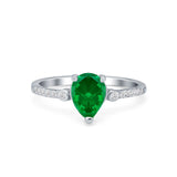 Vintage Style Teardrop Wedding Ring Simulated Cubic Zirconia 925 Sterling Silver
