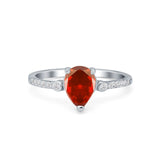 Vintage Style Teardrop Wedding Ring Simulated Cubic Zirconia 925 Sterling Silver