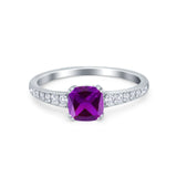 Cushion Cut Bridal Wedding Ring Simulated Cubic Zirconia 925 Sterling Silver