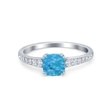 Cushion Cut Bridal Wedding Ring Simulated Cubic Zirconia 925 Sterling Silver