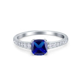 Cushion Cut Bridal Wedding Ring Simulated Cubic Zirconia 925 Sterling Silver