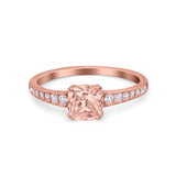 Cushion Cut Bridal Wedding Ring Simulated Cubic Zirconia 925 Sterling Silver