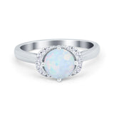 Art Deco Wedding Bridal Ring Round Simulated Cubic Zirconia 925 Sterling Silver