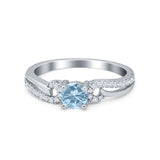 Engagement Bridal Ring Round Simulated Cubic Zirconia 925 Sterling Silver