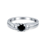 Engagement Bridal Ring Round Simulated Cubic Zirconia 925 Sterling Silver