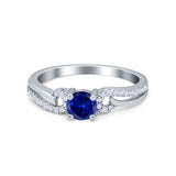 Engagement Bridal Ring Round Simulated Cubic Zirconia 925 Sterling Silver