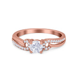 Engagement Bridal Ring Round Simulated Cubic Zirconia 925 Sterling Silver