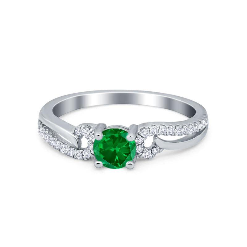 Engagement Bridal Ring Round Simulated Cubic Zirconia 925 Sterling Silver